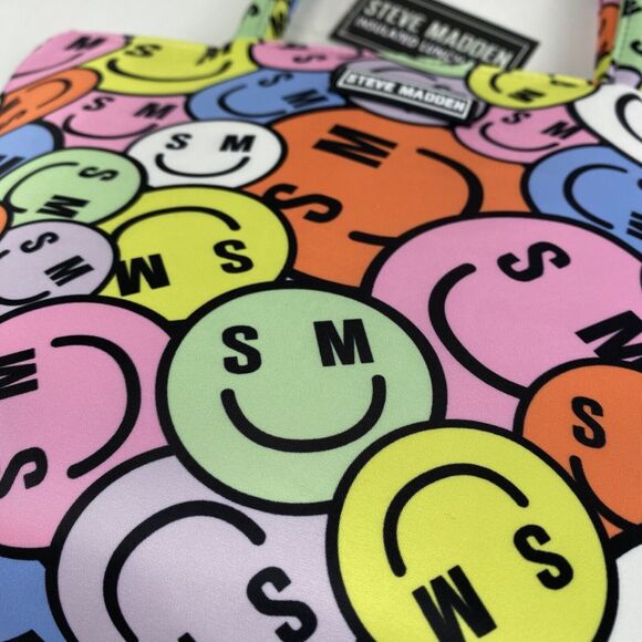 Steve‎ Madden Insulated Mini Lunch Tote Multi Color Zip Smiley Face Brand New - Picture 3 of 11